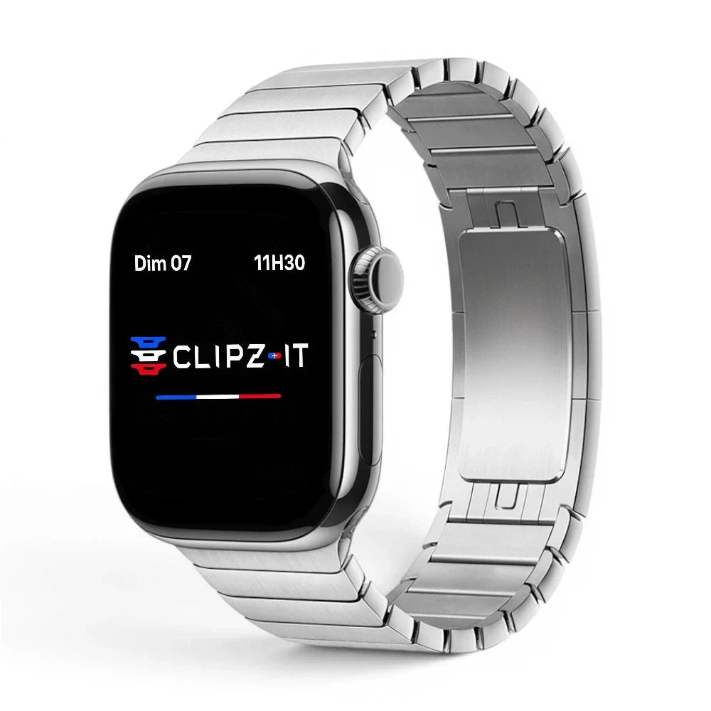 Bracelet acier à maillons pour Apple Watch - Clipz-it