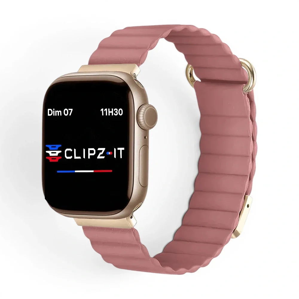 Bracelet Apple Watch femme, cuir aimanté poignet fin - Clipz-it Image