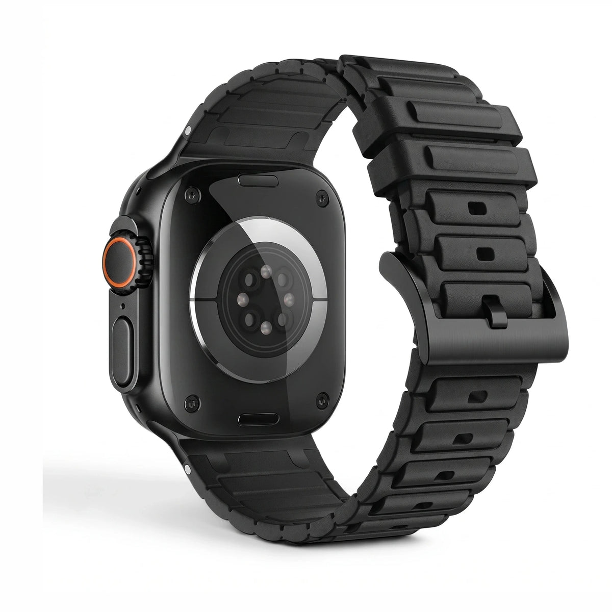Bracelet Alvéole silicone noir, vue de dos - Apple Watch | Clipz-it