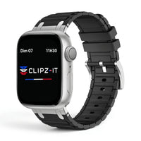 Bracelet Alvéole silicone noir, vue de face 3 - Apple Watch | Clipz-it