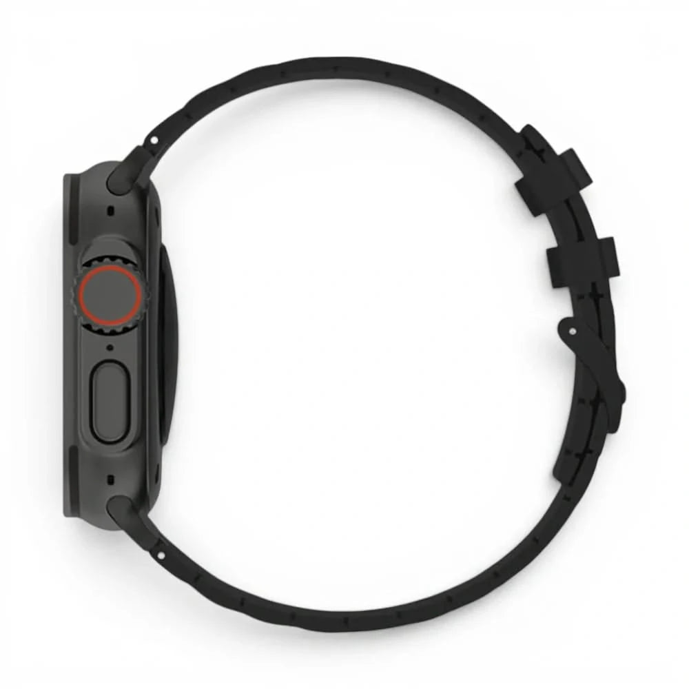 Bracelet Alvéole silicone noir, vue de profil - Apple Watch | Clipz-it
