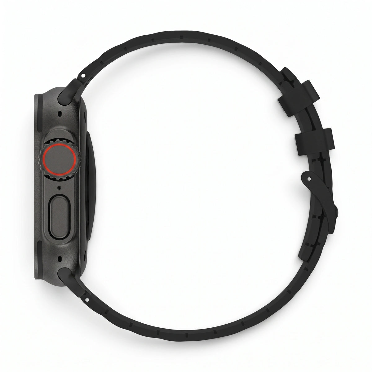 Bracelet Alvéole silicone noir, vue de profil - Apple Watch | Clipz-it
