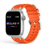 Bracelet Alvéole silicone orange, vue de face 3 - Apple Watch | Clipz-it