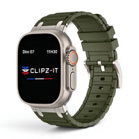 Bracelet Alvéole silicone vert, vue de face 2 - Apple Watch | Clipz-it