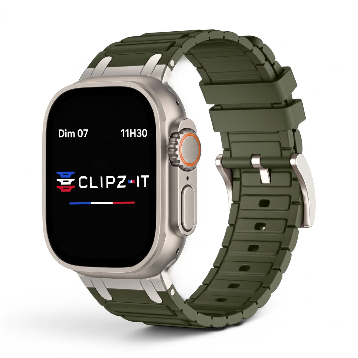 Bracelet Alvéole silicone vert, vue de face 2 - Apple Watch | Clipz-it