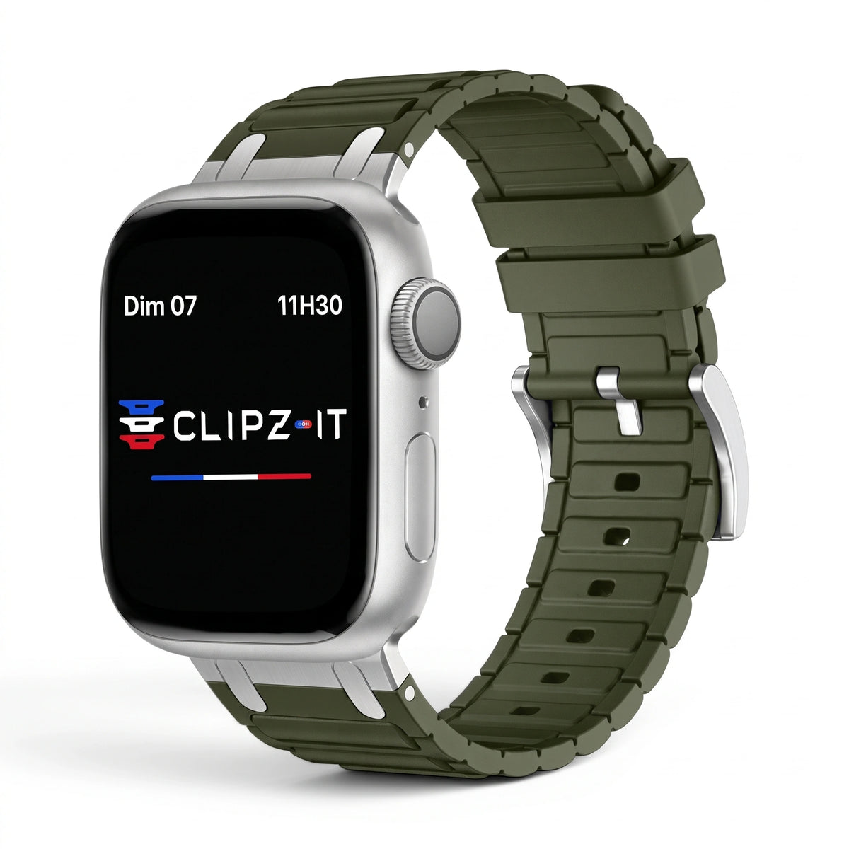 Bracelet Alvéole silicone vert, vue de face 3 - Apple Watch | Clipz-it