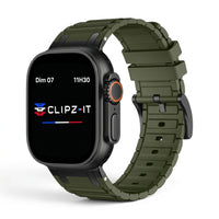 Bracelet Alvéole silicone vert, vue de face - Apple Watch | Clipz-it