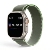 Bracelet Ampère nylon vert, vue de face 2 - Apple Watch | Clipz-it