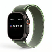 Bracelet Ampère nylon vert, vue de face - Apple Watch | Clipz-it