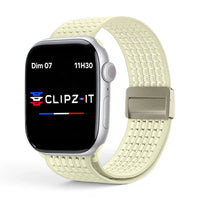 Bracelet Astra nylon blanc, vue de face - Apple Watch | Clipz-it