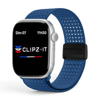 Bracelet Astra nylon bleu, vue de face - Apple Watch | Clipz-it