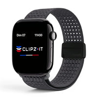 Bracelet Astra nylon gris, vue de face - Apple Watch | Clipz-it