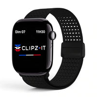 Bracelet Astra nylon noir, vue de face - Apple Watch | Clipz-it