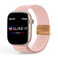 Bracelet Astra nylon rose, vue de face - Apple Watch | Clipz-it