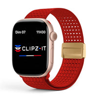 Bracelet Astra nylon rouge, vue de face - Apple Watch | Clipz-it