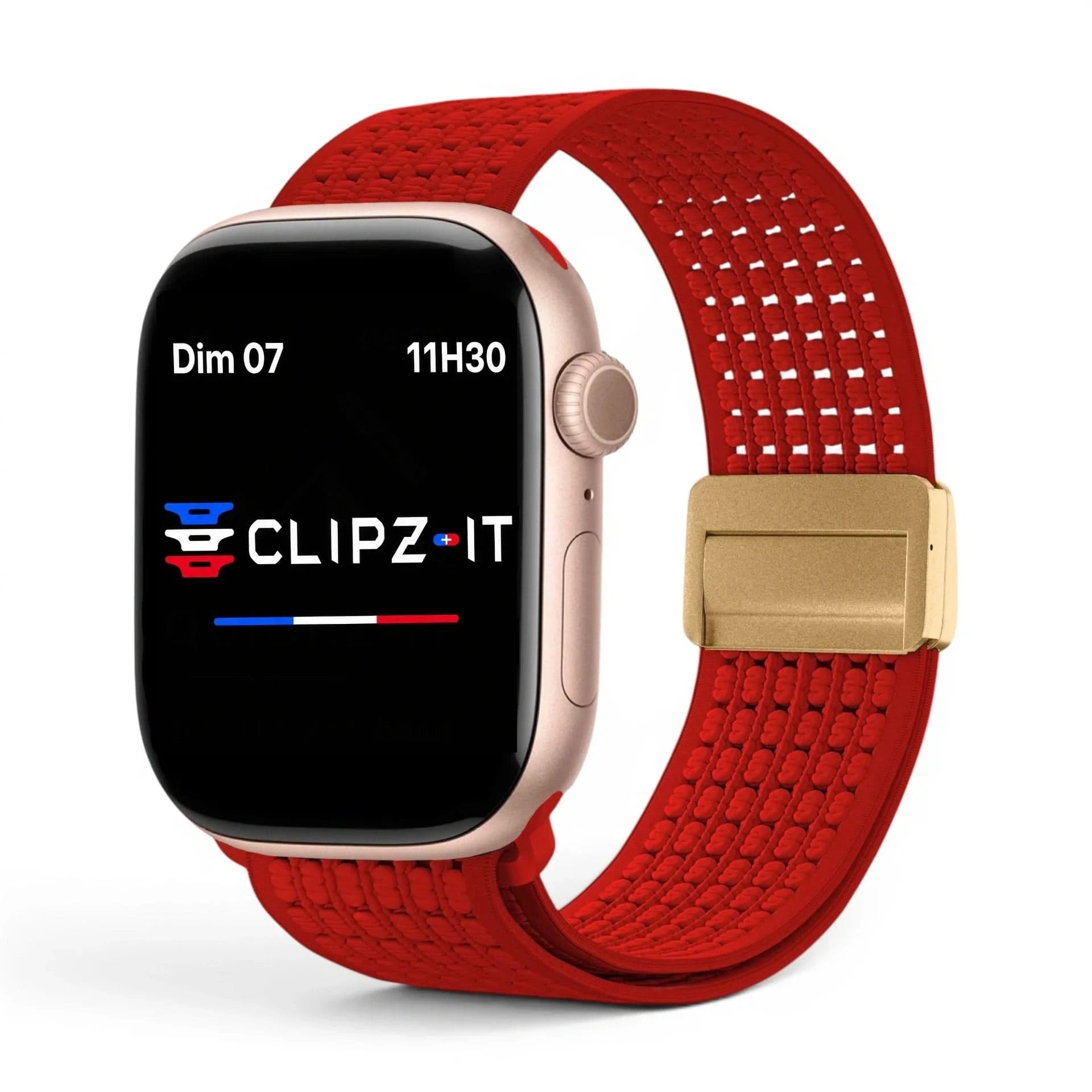 Bracelet Astra nylon rouge, vue de face - Apple Watch | Clipz-it