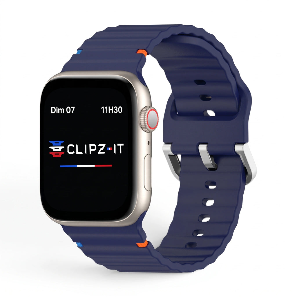 Řemínek Bubble silikonový modrý, pohled zepředu - Apple Watch | Clipz-it