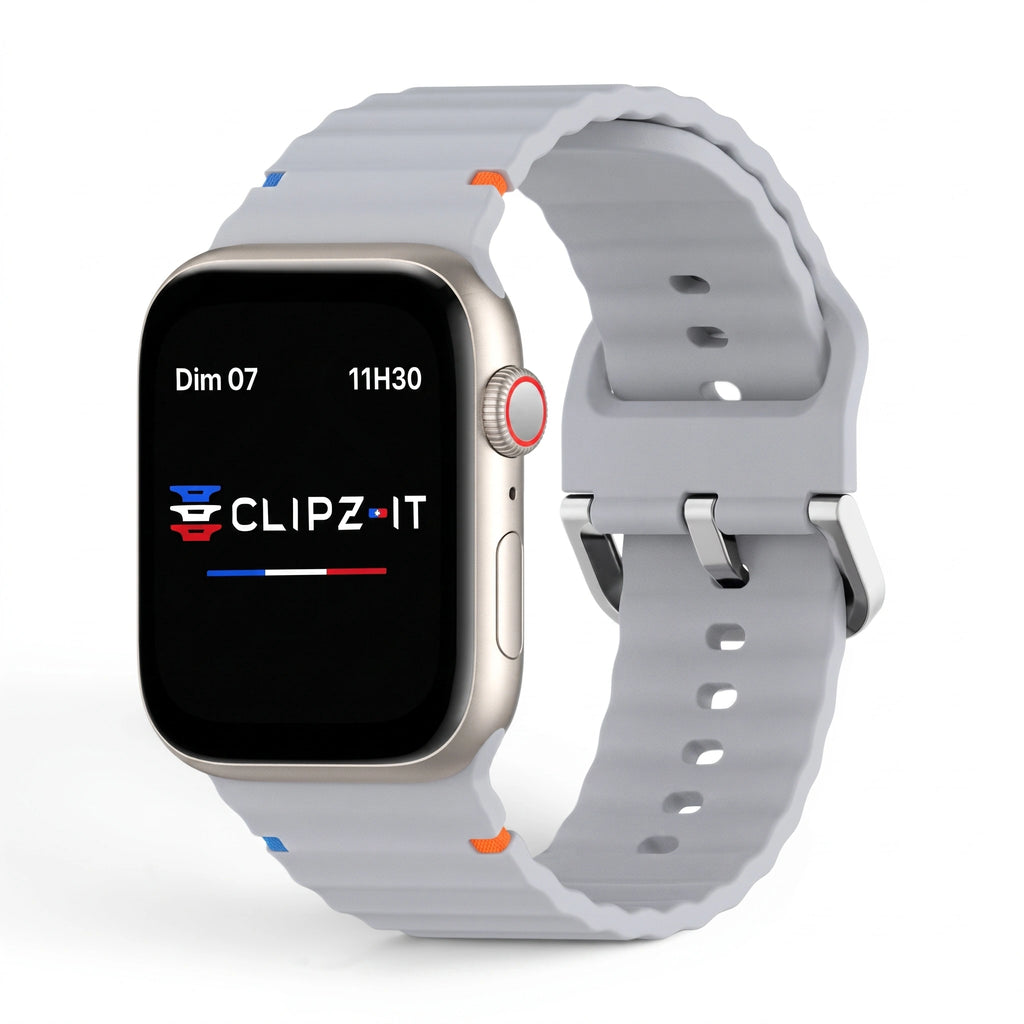 Řemínek Bubble silikonový šedý, pohled zepředu - Apple Watch | Clipz-it