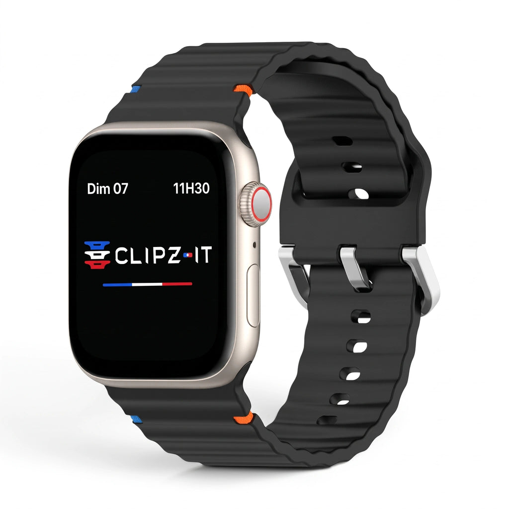Řemínek Bubble silikonový černý, pohled zepředu - Apple Watch | Clipz-it