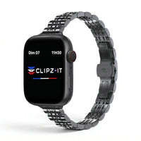 Bracelet Céleste acier inoxydable noir, vue de face - Apple Watch | Clipz-it