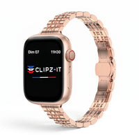 Bracelet Céleste acier inoxydable or rose, vue de face - Apple Watch | Clipz-it