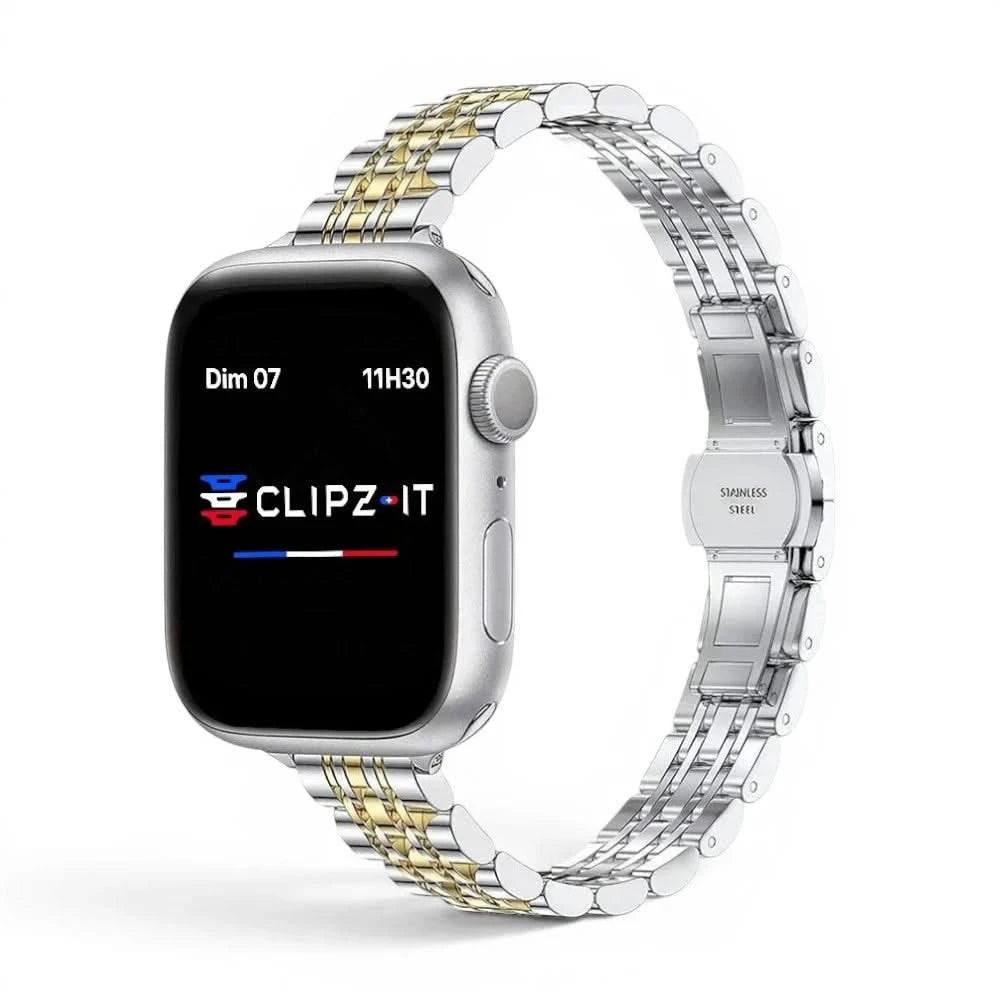 Bracelet Céleste acier inoxydable or rose, vue 2 - Apple Watch | Clipz-it