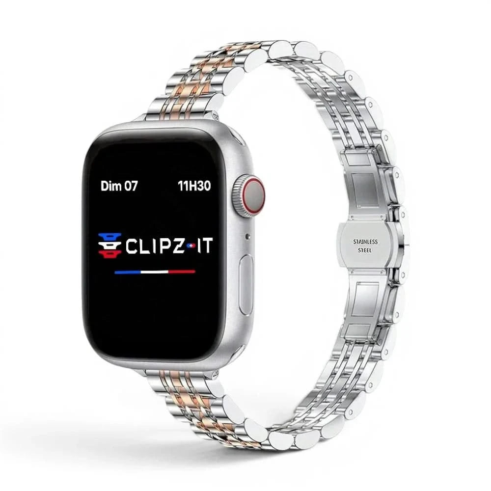 Bracelet Céleste acier inoxydable or rose, vue 3 - Apple Watch | Clipz-it
