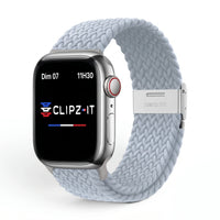 Bracelet Cirrus nylon tressé bleu atlantique, vue de face - Apple Watch | Clipz-it