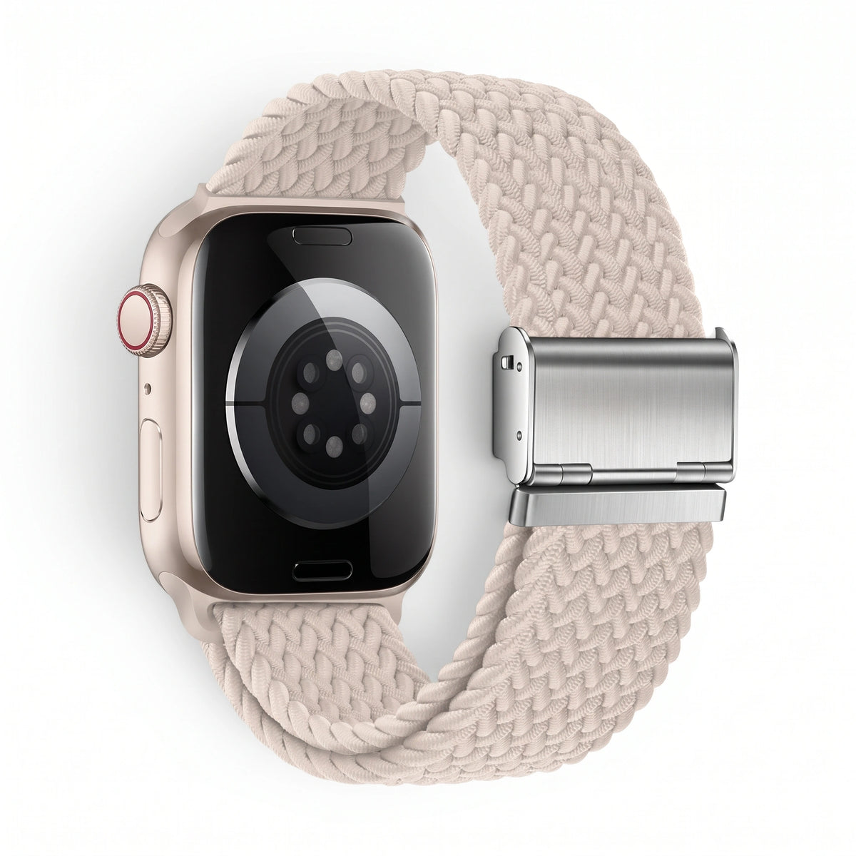 Bracelet Cirrus nylon tressé noir, vue de dos - Apple Watch | Clipz-it