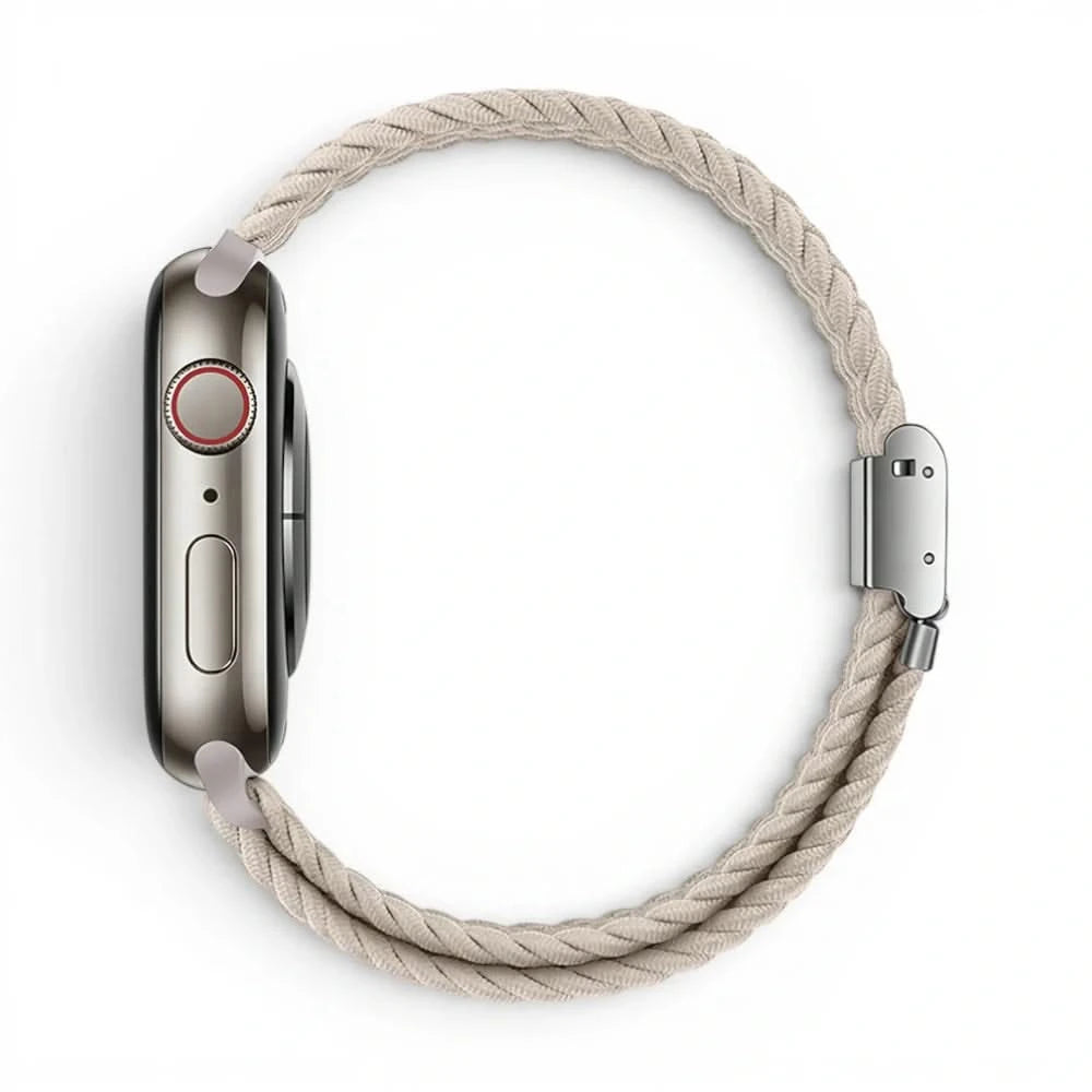 Bracelet Cirrus nylon tressé noir, vue de profil - Apple Watch | Clipz-it