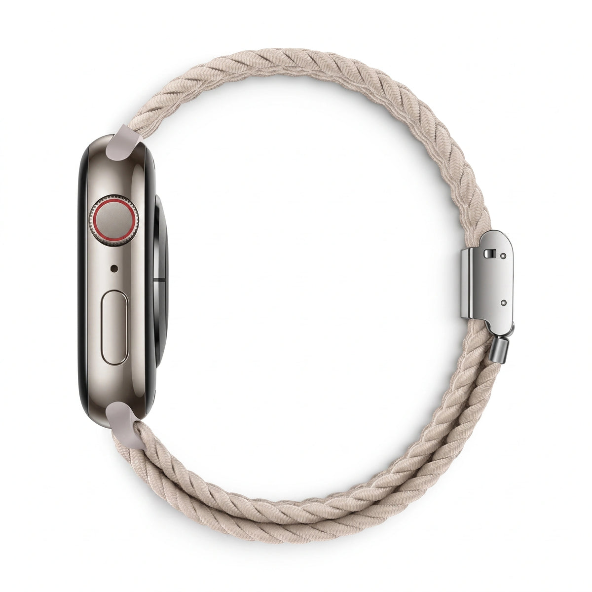 Bracelet Cirrus nylon tressé noir, vue de profil - Apple Watch | Clipz-it