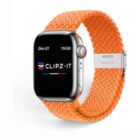 Bracelet Cirrus nylon tressé orange, vue de face - Apple Watch | Clipz-it