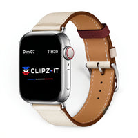 Bracelet Cupidon cuir beige, vue de face - Apple Watch | Clipz-it