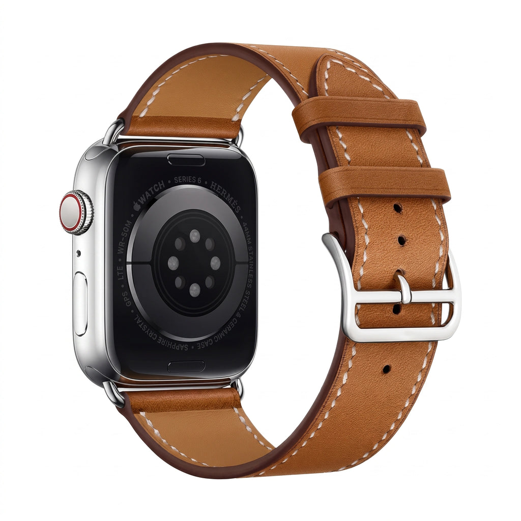 Bracelet Cupidon cuir marron, vue de dos - Apple Watch | Clipz-it