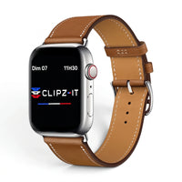 Bracelet Cupidon cuir marron, vue de face - Apple Watch | Clipz-it