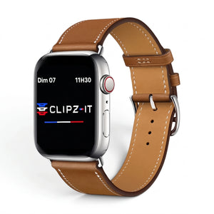 Bracelet Cupidon cuir marron, vue de face - Apple Watch | Clipz-it