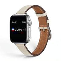 Bracelet Diana cuir blanc, vue de face - Apple Watch | Clipz-it