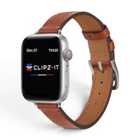 Bracelet Diana cuir marron, vue de face - Apple Watch | Clipz-it