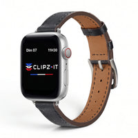 Bracelet Diana cuir noir, vue de face - Apple Watch | Clipz-it