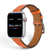 Bracelet Diana cuir orange, vue de face - Apple Watch | Clipz-it