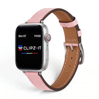 Bracelet Diana cuir rose, vue de face - Apple Watch | Clipz-it