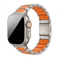 Bracelet Duetto acier & silicone sport titane & noir, vue de face 10 - Apple Watch | Clipz-it