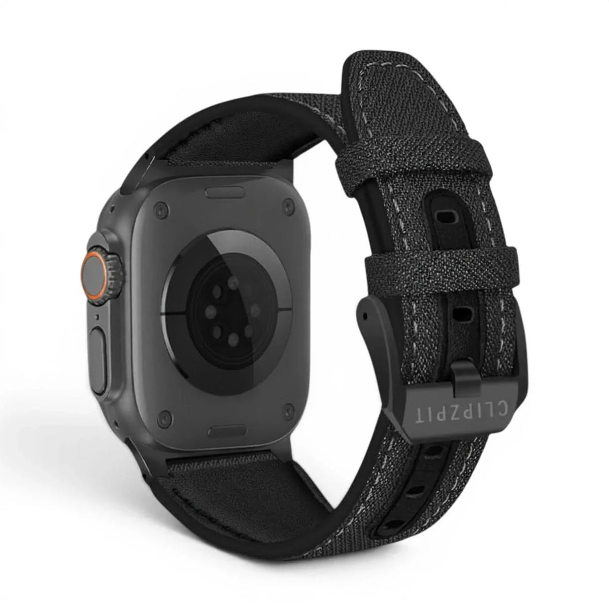 Bracelet DuoWeave cuir & nylon brume arctique, vue de dos 2 - Apple Watch | Clipz-it