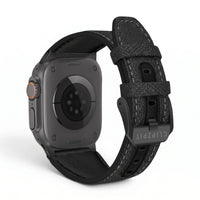 Bracelet DuoWeave cuir & nylon brume arctique, vue de dos 2 - Apple Watch | Clipz-it