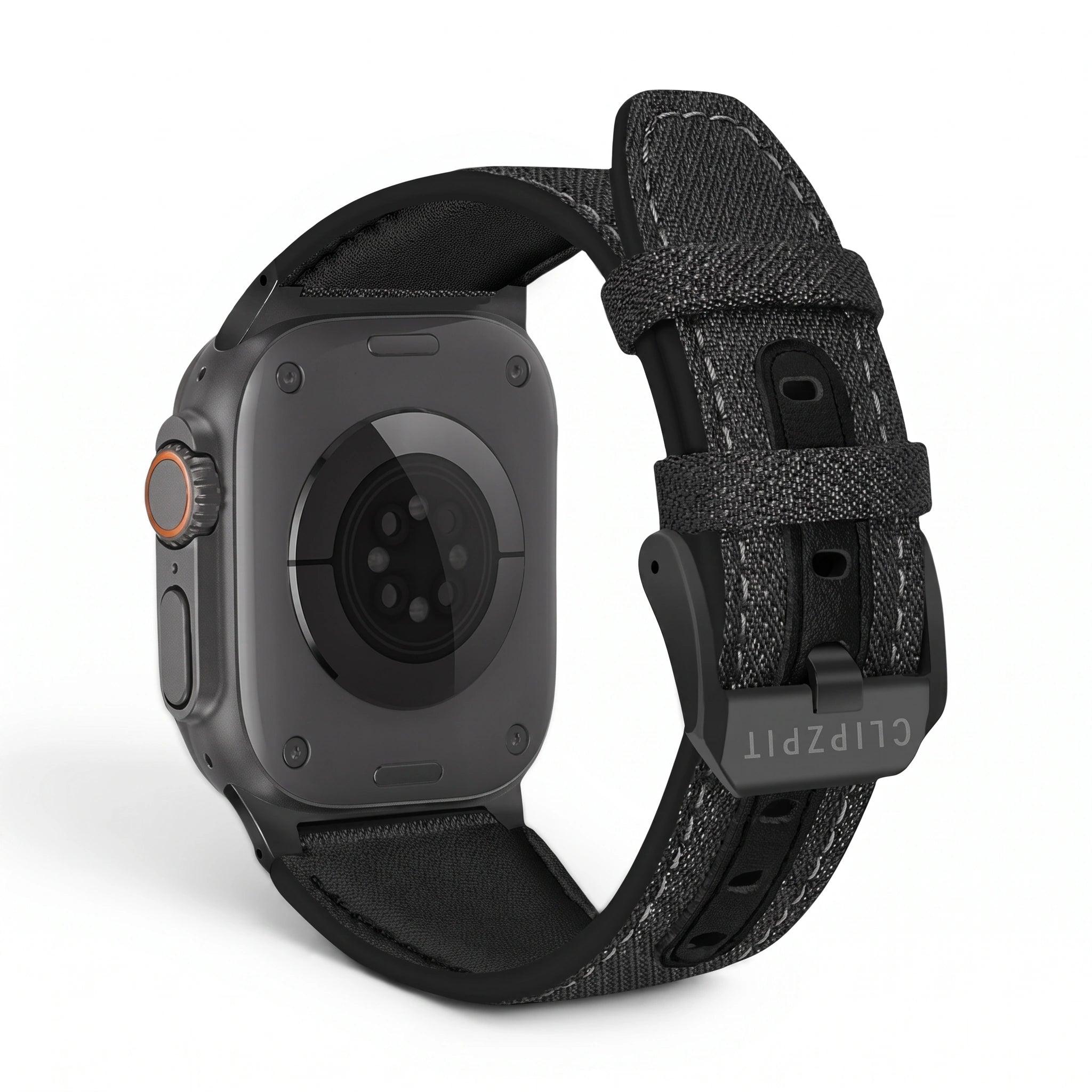 Bracelet DuoWeave cuir & nylon brume arctique, vue de dos 2 - Apple Watch | Clipz-it