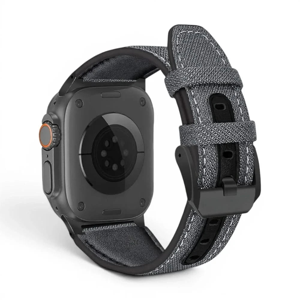 Bracelet DuoWeave cuir & nylon brume arctique, vue de dos 3 - Apple Watch | Clipz-it