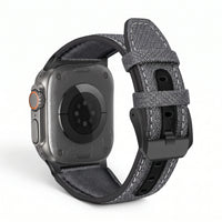 Bracelet DuoWeave cuir & nylon brume arctique, vue de dos 3 - Apple Watch | Clipz-it