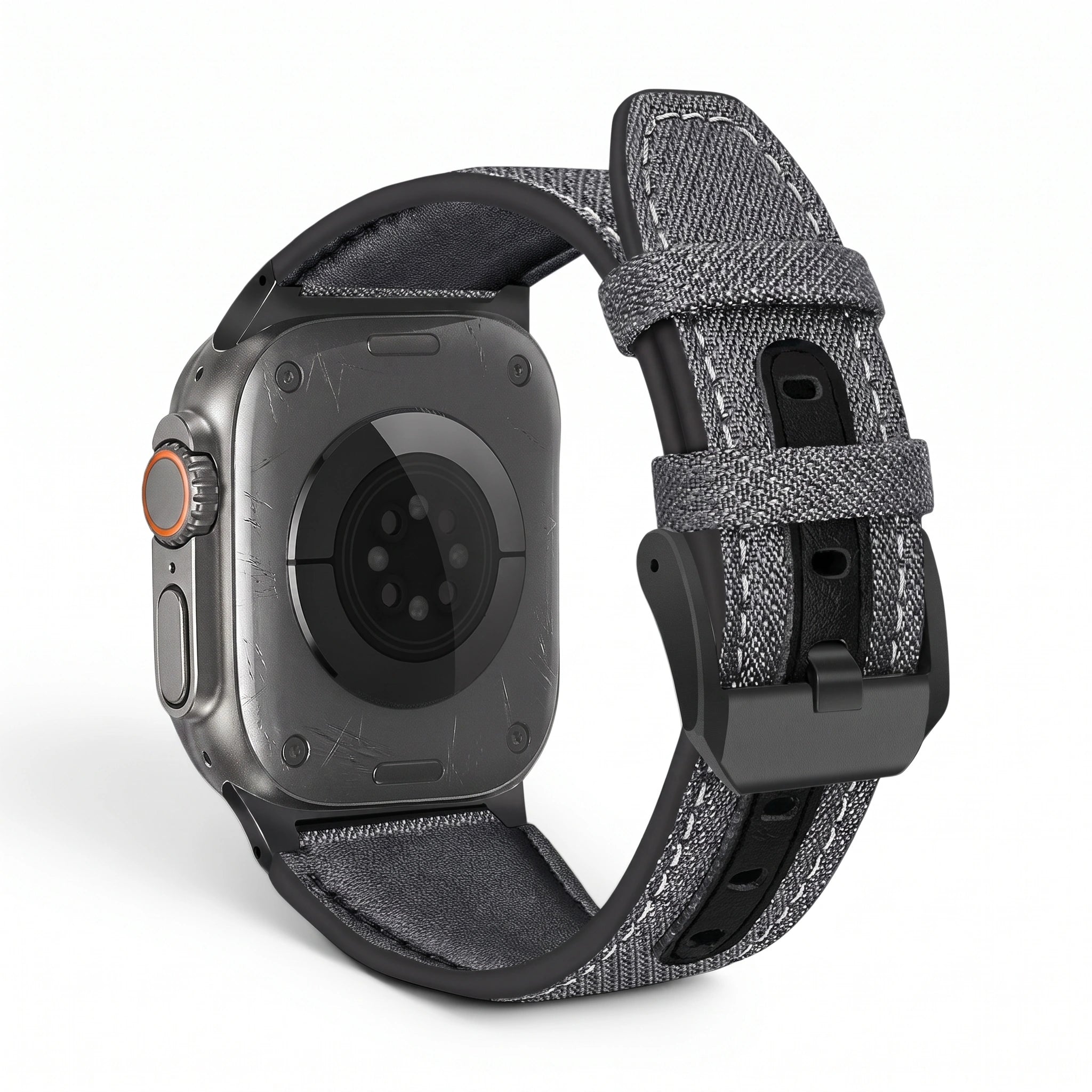 Bracelet DuoWeave cuir & nylon brume arctique, vue de dos 3 - Apple Watch | Clipz-it