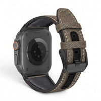 Bracelet DuoWeave cuir & nylon brume arctique, vue de dos - Apple Watch | Clipz-it