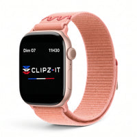 Bracelet Elastik nylon sportif barbie, vue de face - Apple Watch | Clipz-it